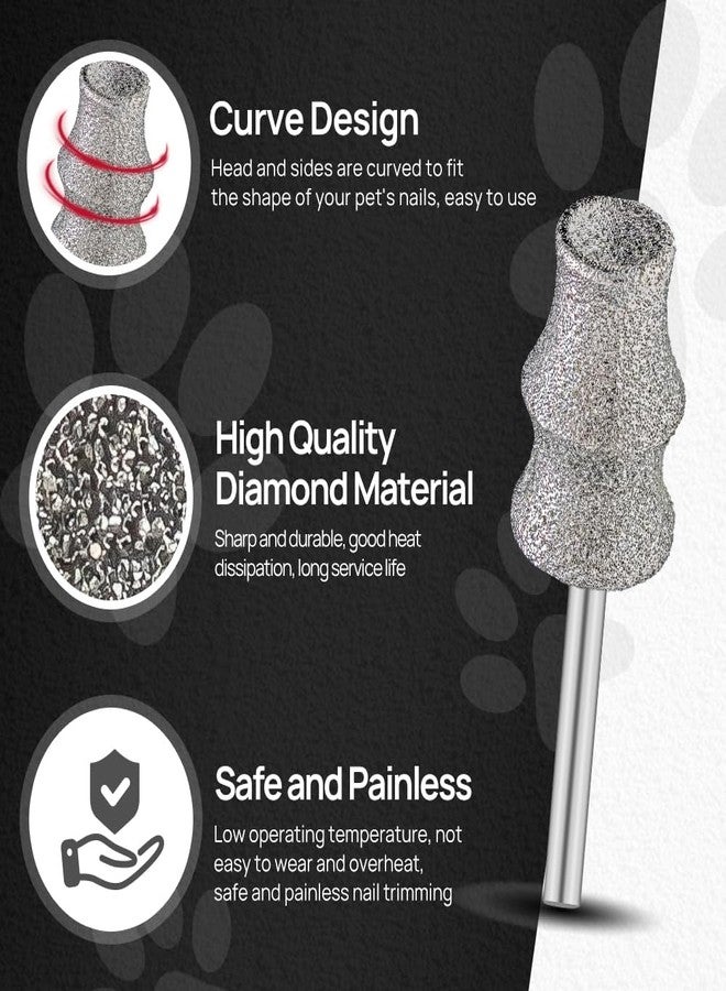 FOCSTOL Diamond Dog Nail Grinder Bits - FOCSTOL Diamond Rotory Bit for Dogs&Pets, 5pcs 1/8'' Rotary Nail Grinder Bits for Animals Nail Care (Type A+B+C+D+E) - Image 3